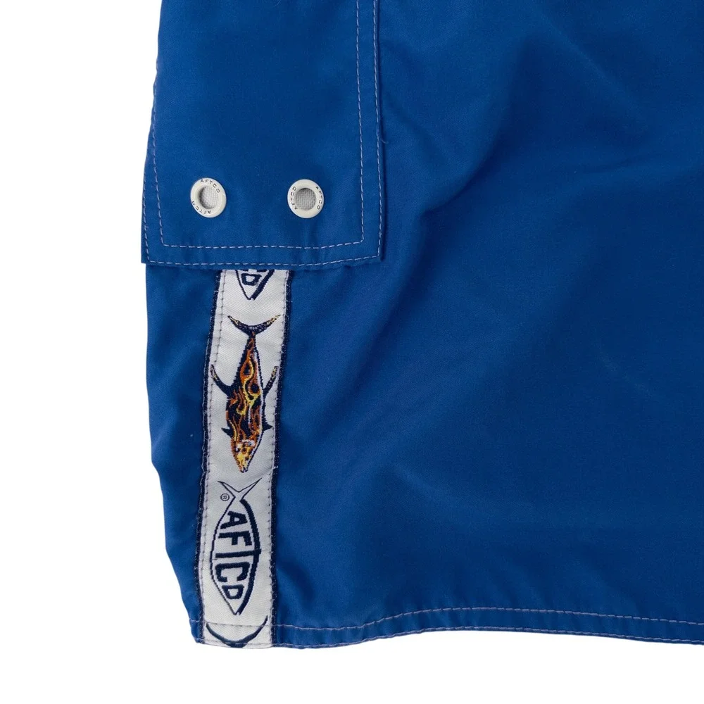 AFTCO Board Shorts Mens 38 Blue Fish Fishing Pool Outdoor Beach Surf Swim Trunks